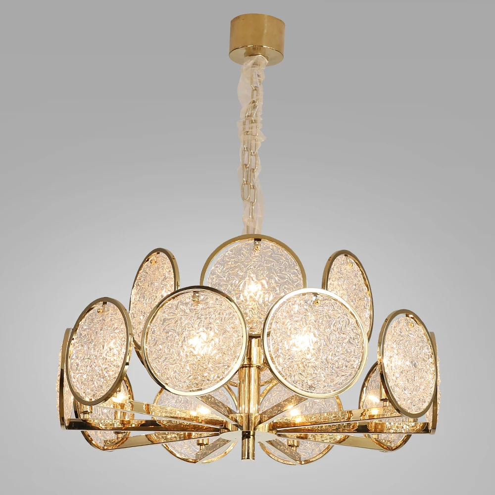 round indoor luxury pendant light gold LED glass hanging lights home modern k9 crystal chandelier