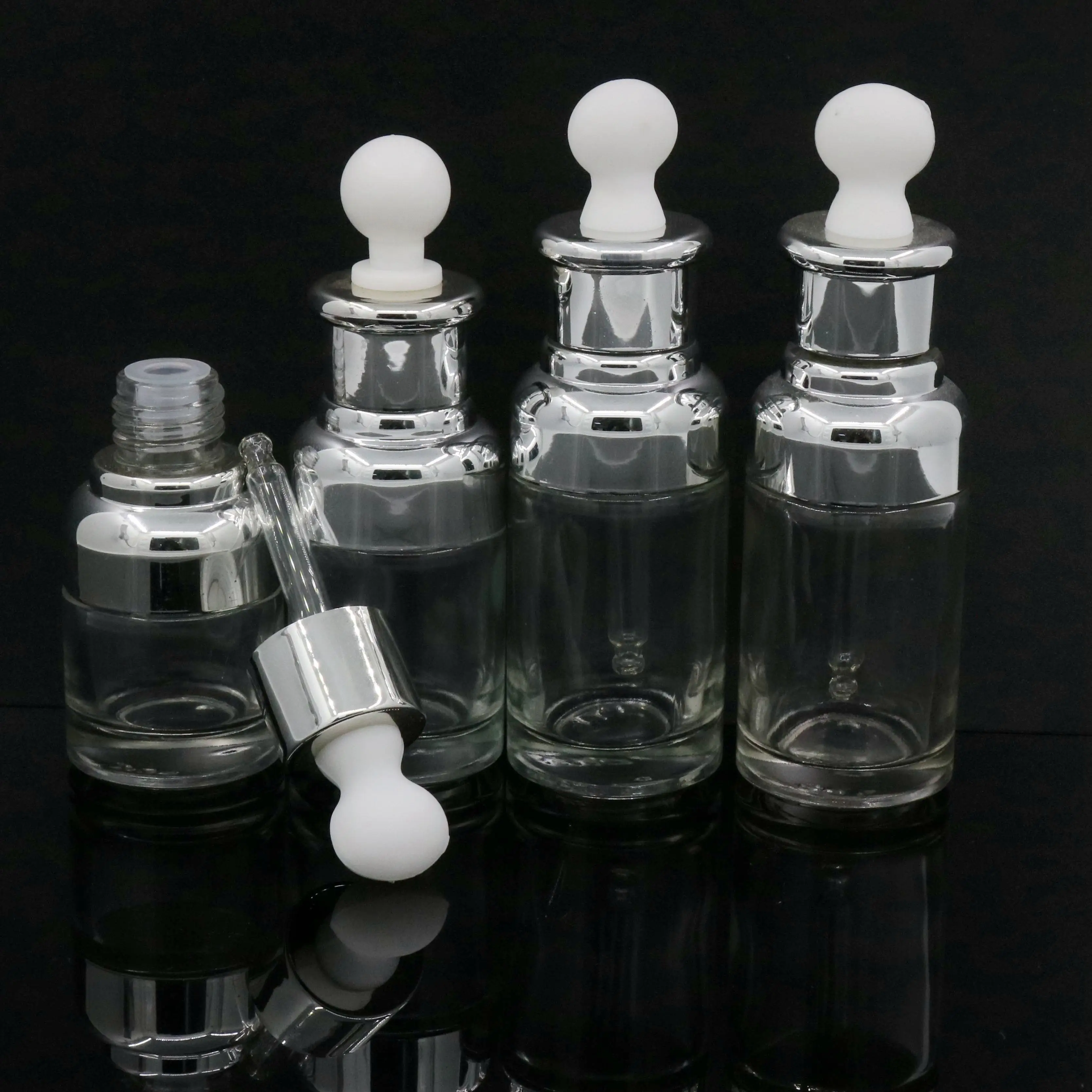 Luxury Serum Push Button Dropper Bottle Cosmetics 30ml 50ml 100ml Face