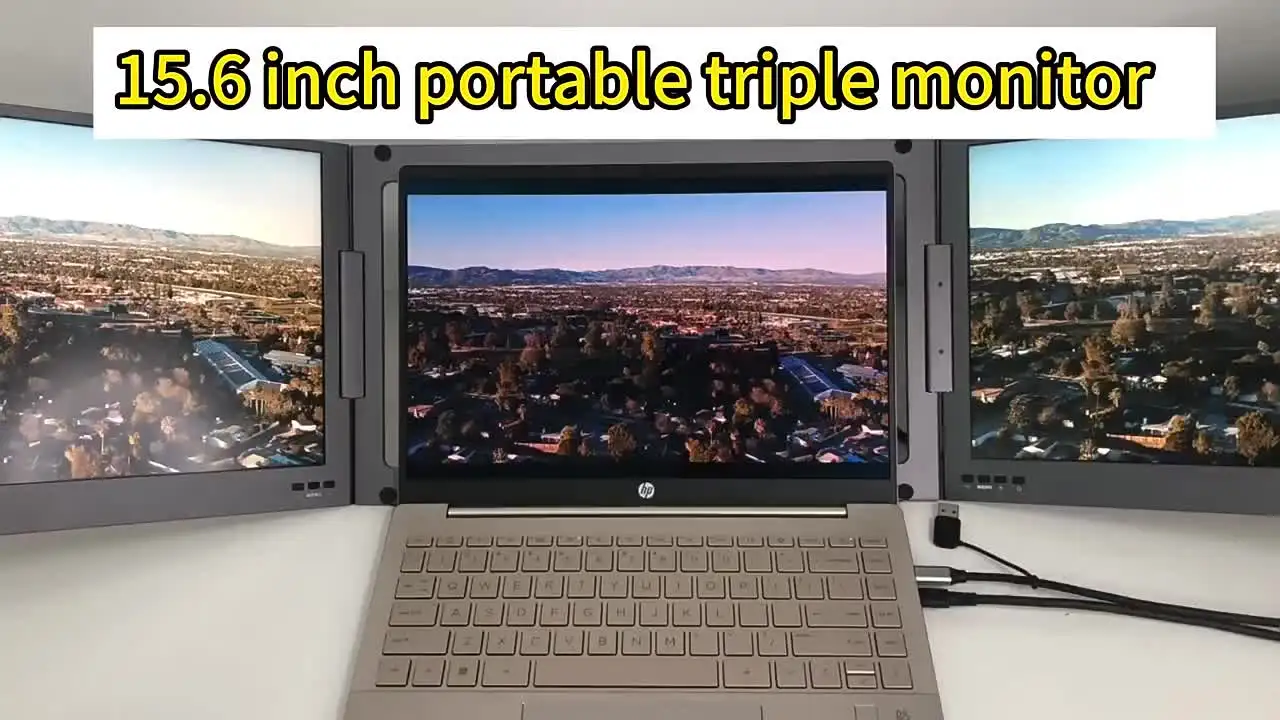 Full HD Triple Monitor 15.6-inch Portable Quad Monitor with Type-C