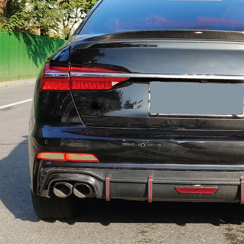 Rs6 Carbon Fiber Rear Diffuser With Tailpipe For Audi A6l C8 Rs6 Style