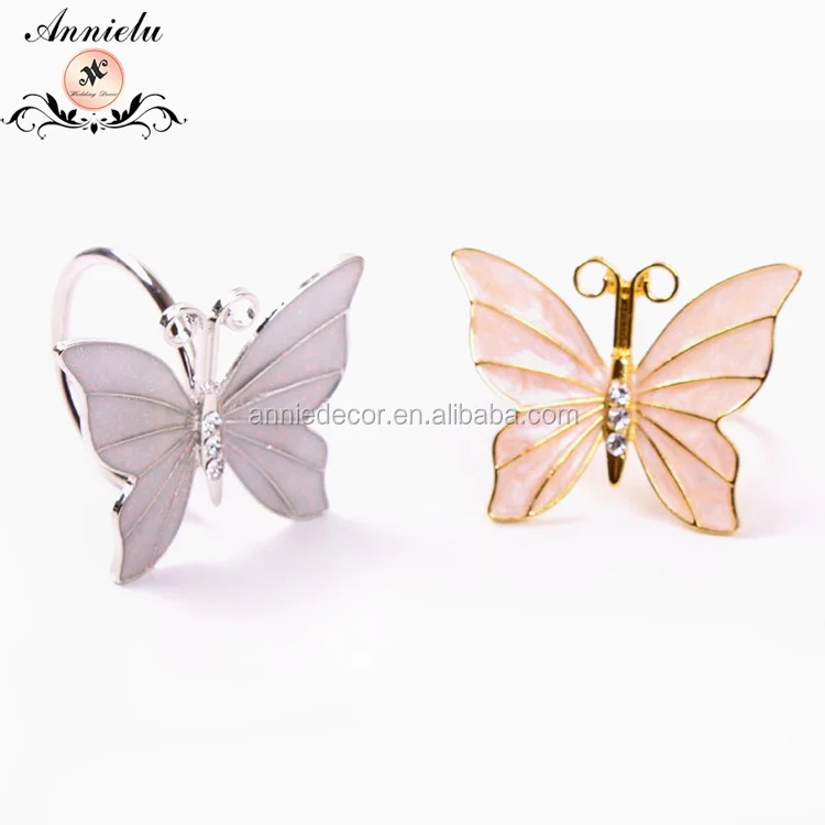 Fancy rose gold Butterfly shaped napkin rings for wedding party table decorations