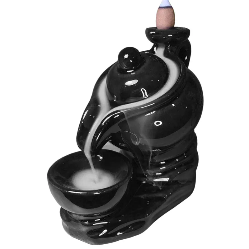 Ywbeyond Ceramic Tea Pot Backflow Incense Burner Smoke Waterfall