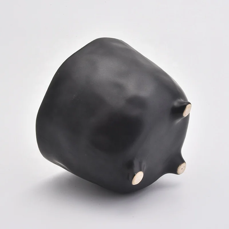 Luxury black ceramic standing candle holder home decoration