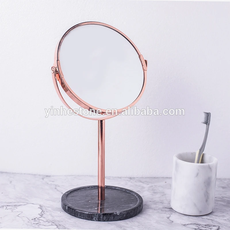 Promotional Round Cosmetic Make Up Mirror Marble Base Table Makeup