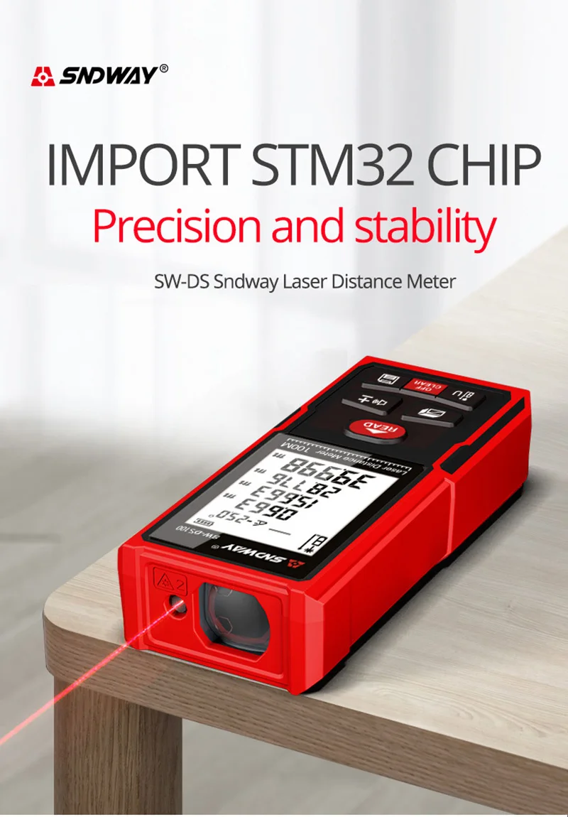 sndway sw-ds120 家用数码电子激光测距仪 120m 393ft 激光测量测距
