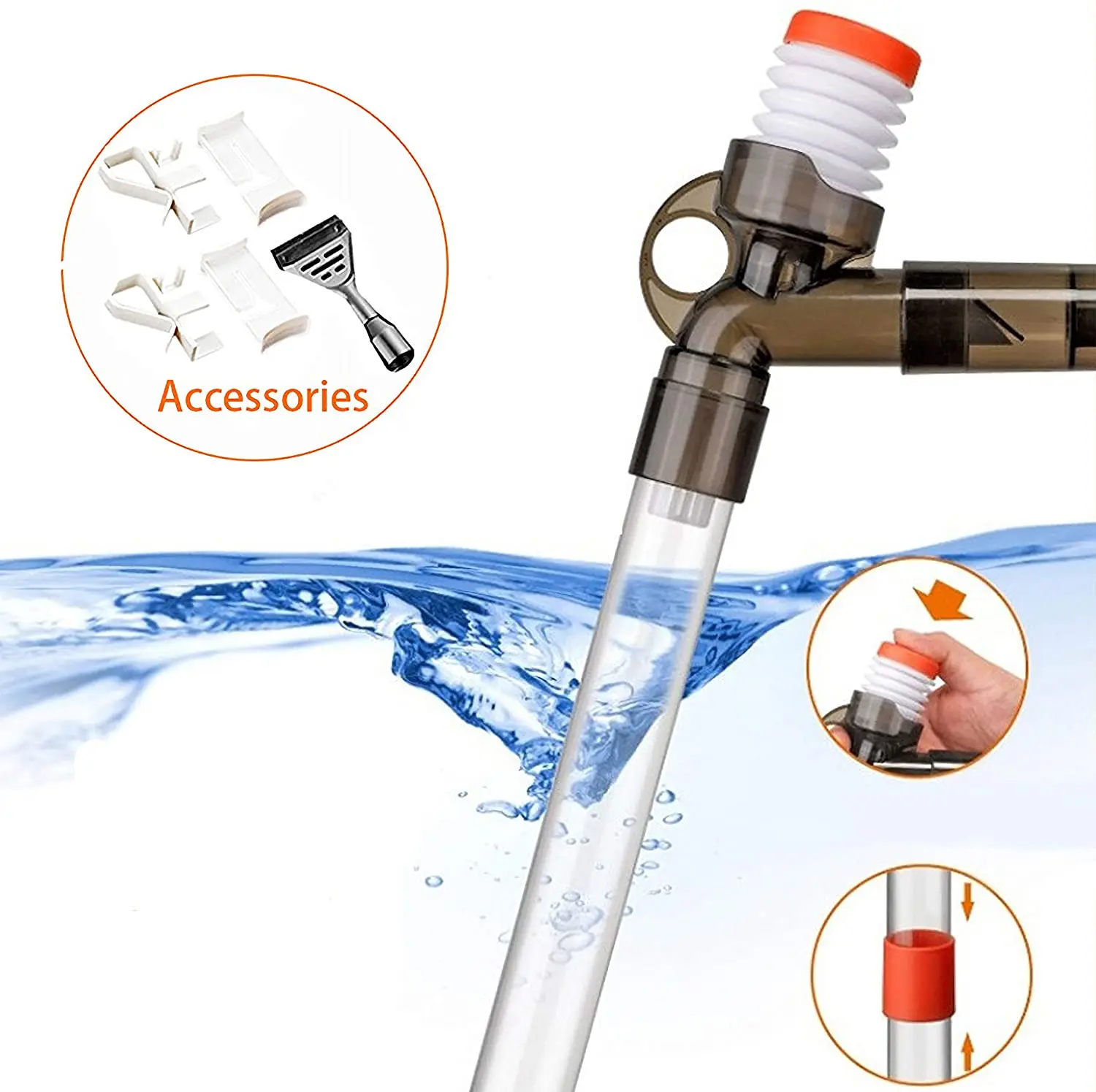 Fish Tank Aquarium Gravel Cleaner Kit Long Nozzle Water Changer For