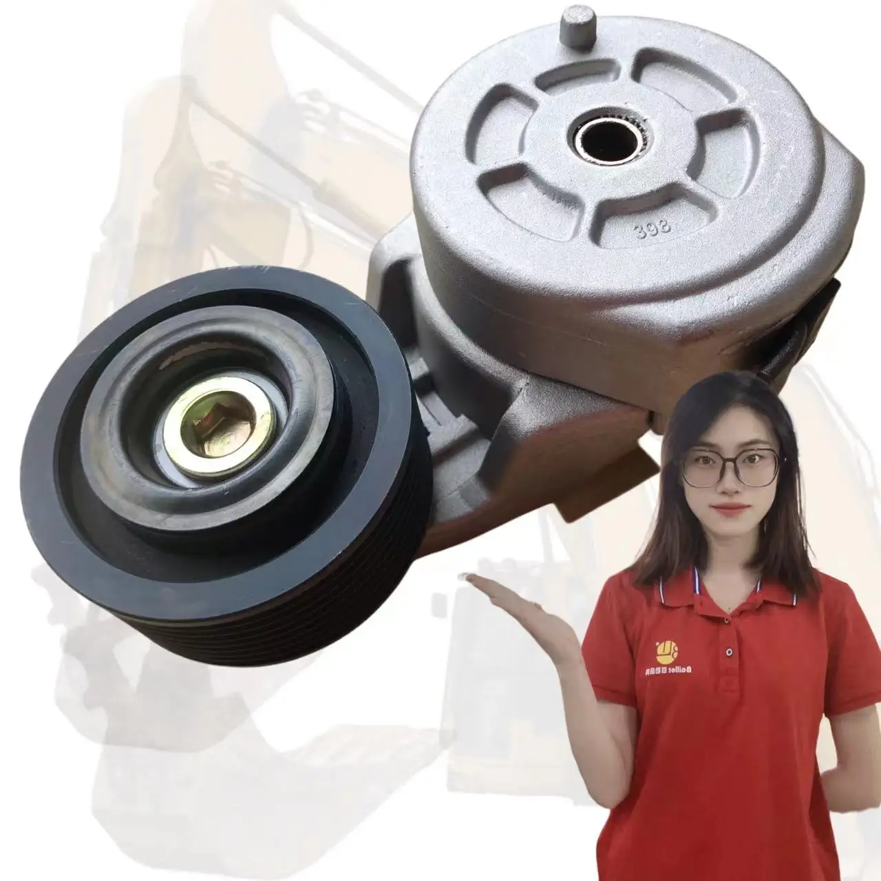 Excavator Tensional Pulley Belt Tensioner Engine Timing Belt A/c Pulley ...