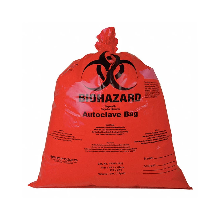 Factory wholesale medical waste bag HDPE biohazard bag thick red clinic medical waste bag customized LOGO