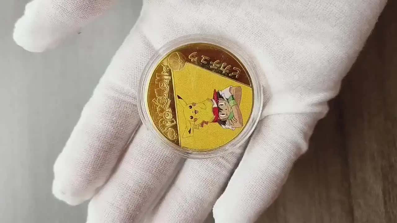 2024精致口袋妖怪硬币收藏卡哇伊产品皮卡丘梅two Eevee镀金颜色27图案动漫口袋妖怪礼品