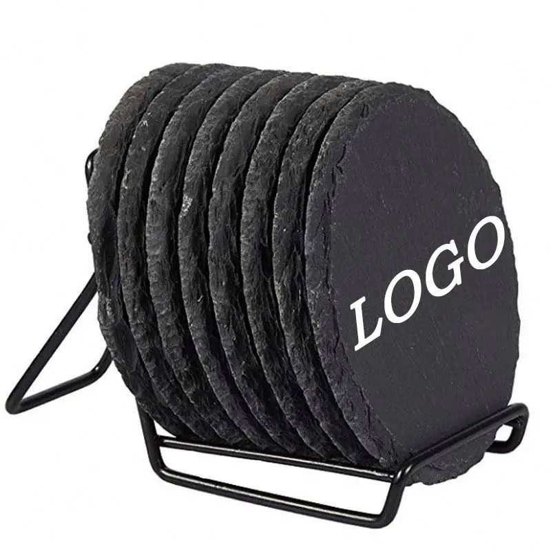 Wholesale Slate Coaster Square Bulk Round Square Slate Coasters Black