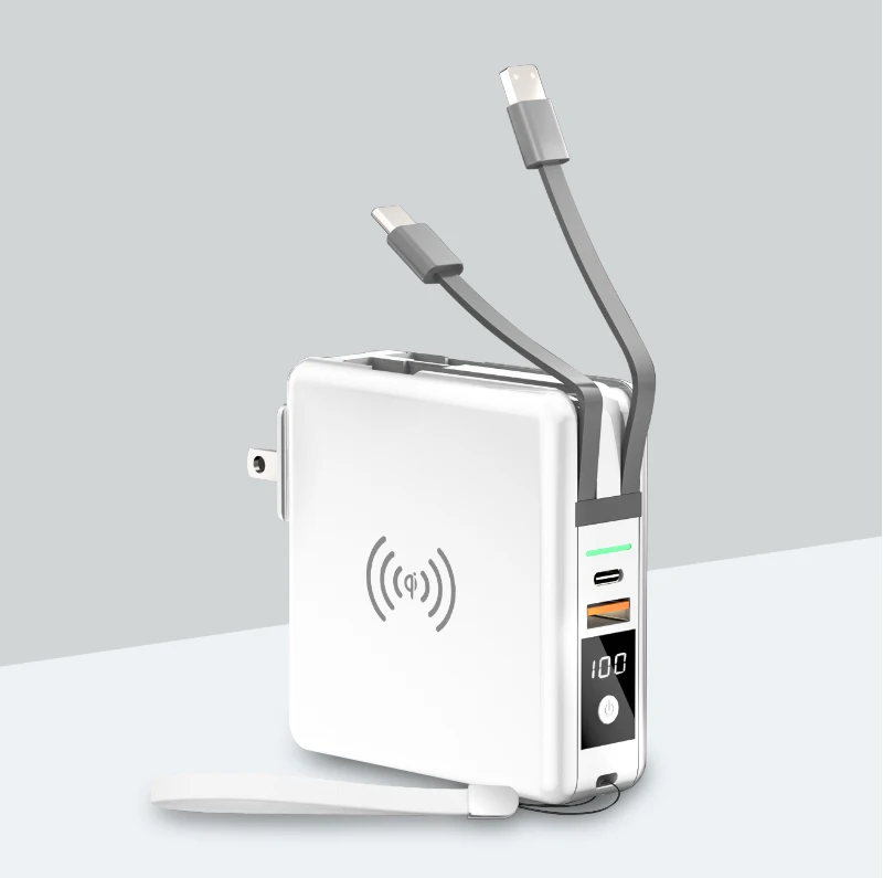 Fold design 3 in 115w fast charge wireless charger stand 10000mah fast charging adapter Wireless Powerbank for all phones RK-C44 - ANKUX.COM