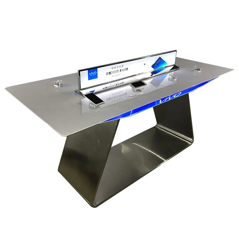 cell phones store showcase stand display table mobile phone display counter with screen and led light