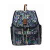 New Model Fashion Printing Flower Denim Factory Canvas Multi Pocket Women School Backpack Bag