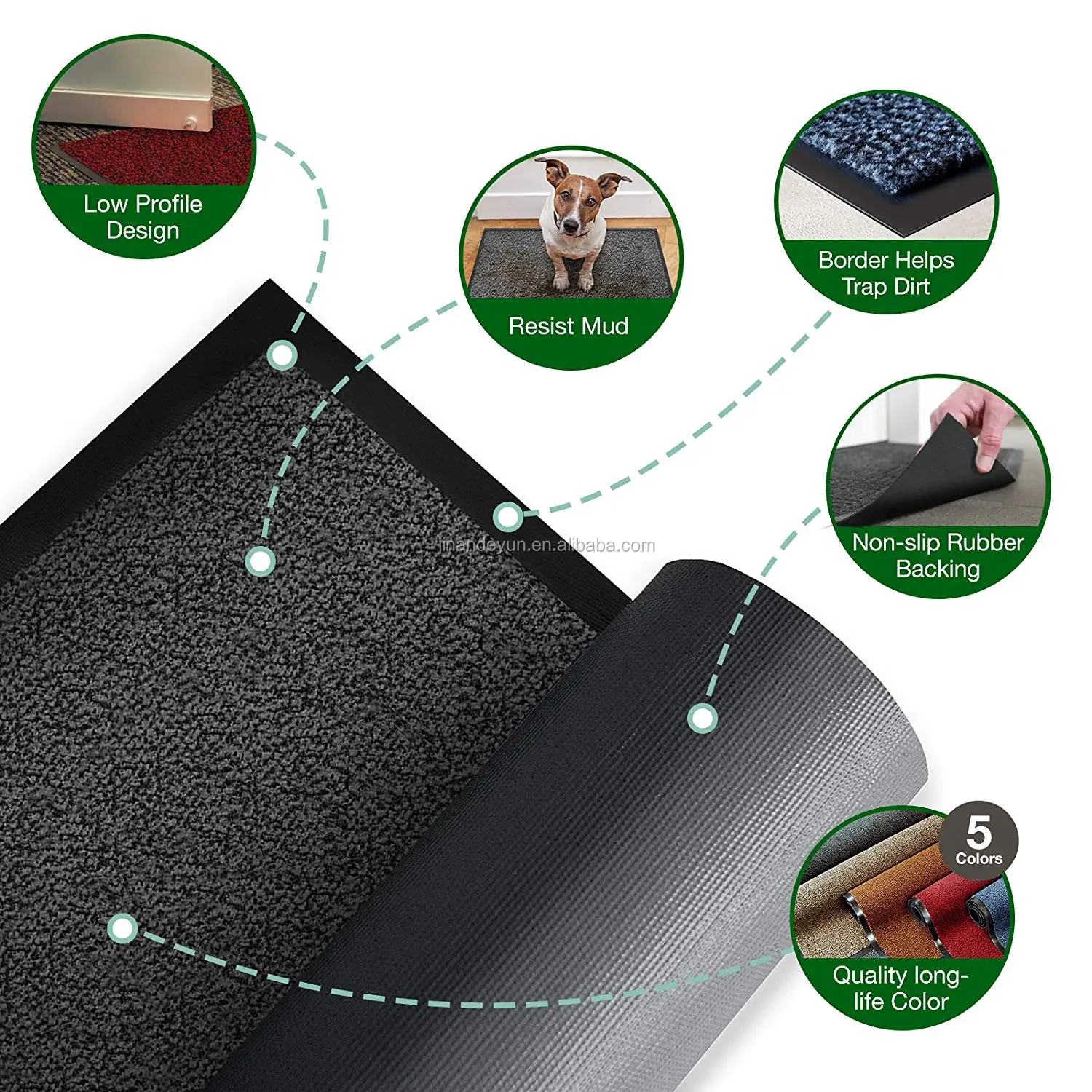 Brown Hall Runner Non Slip Heavy Duty Rubber Backed Barrier Mat 66cm x