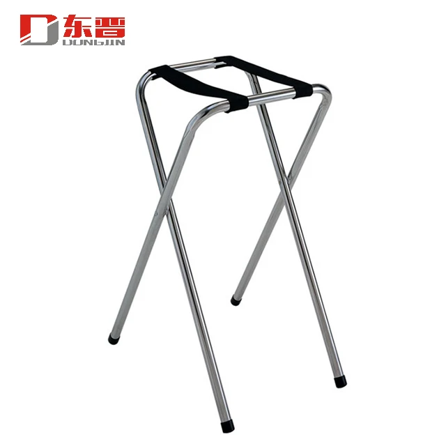
Elegant Top Quality Stainless Steel Metal Used Hotel Room Bedroom Serving Folding Tray Stand Luggage Rack 