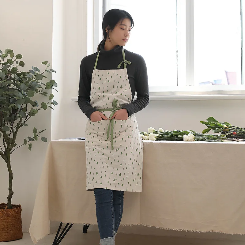 2020凯菲花式厨房厨师家里女人印花棉麻围裙套装亲子围裙 - buy 围裙