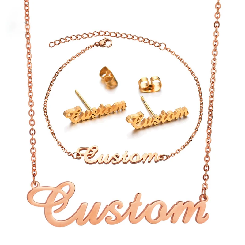 

Amazon Best Selling Customized DIY Letter Name Pendant Necklace Personalized Stainless Steel Letter Necklace, Silver gold rose gold