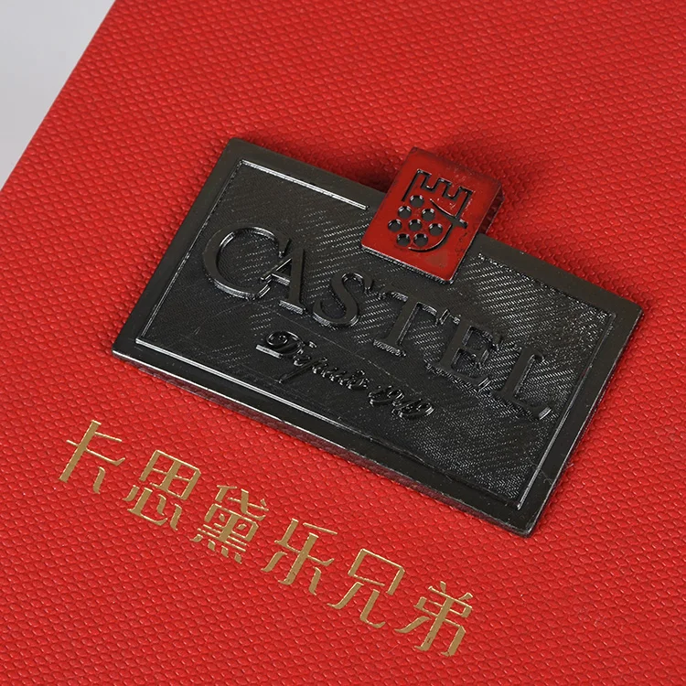 Fancy Design Recyclable Red Metal Patch Decoration Paper Gift Box for Red Wine