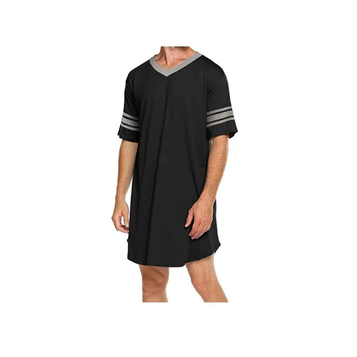 N //C Mens Nightwear Comfy Nightshirt Big/&Tall V Neck Short Sleeve Soft Loose Pajama Sleep Shirt