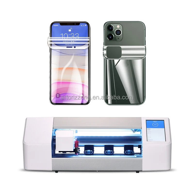 Rockspace Mini ZV2 Smart Plotter screen protector cutting machine in operation