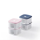 2 layer stackable square Japanese plastic bento lunch box set