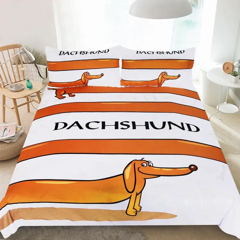 3d Style Dachshund Dog Printed Polyester Fabric Bedding Set Ready To