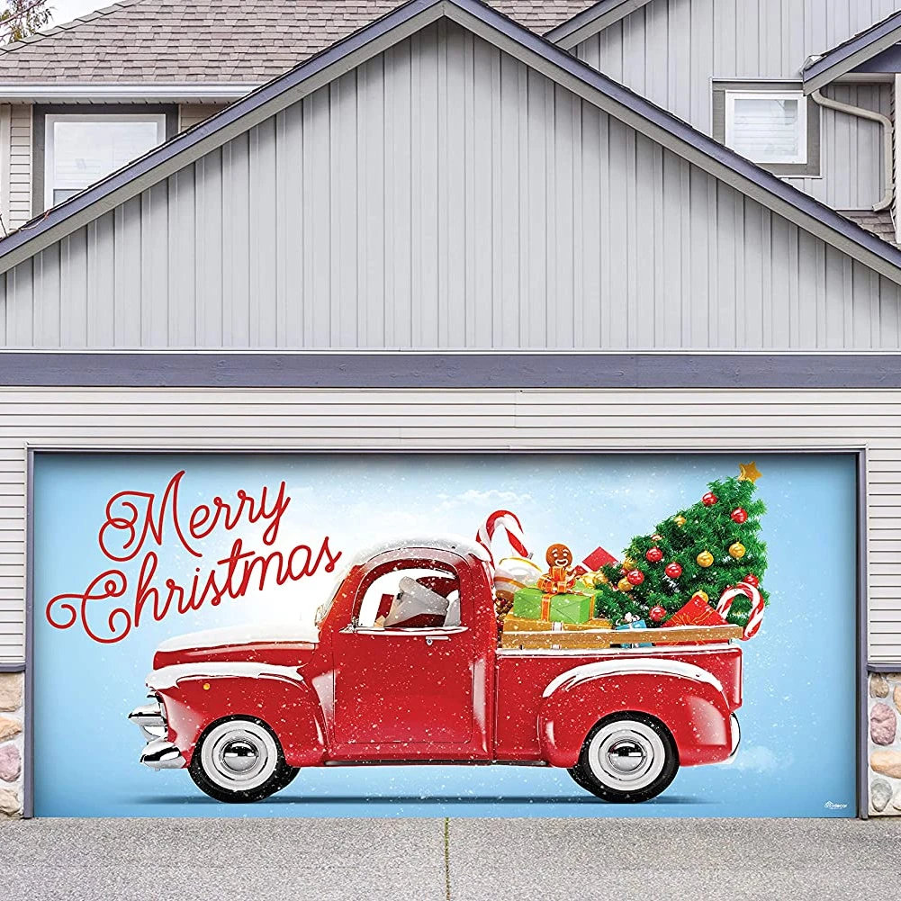 Custom Design Red Christmas Decoration Garage Banner Vinyl Door Mural ...