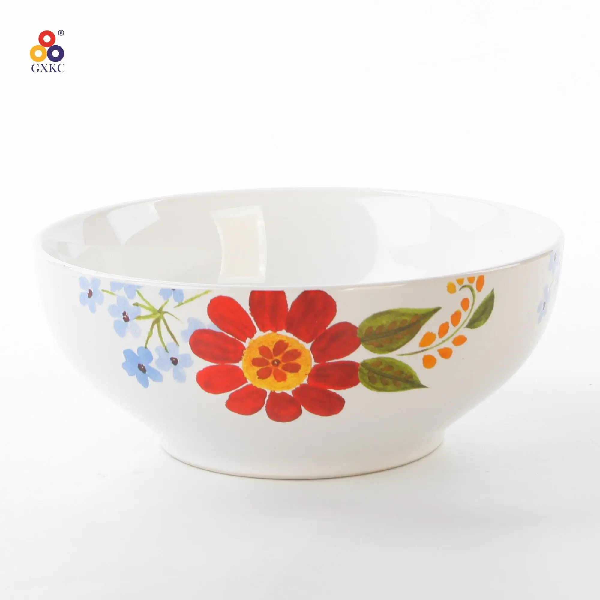 decal decorated ceramic bowl,porcelain salad fruit bowl for brea