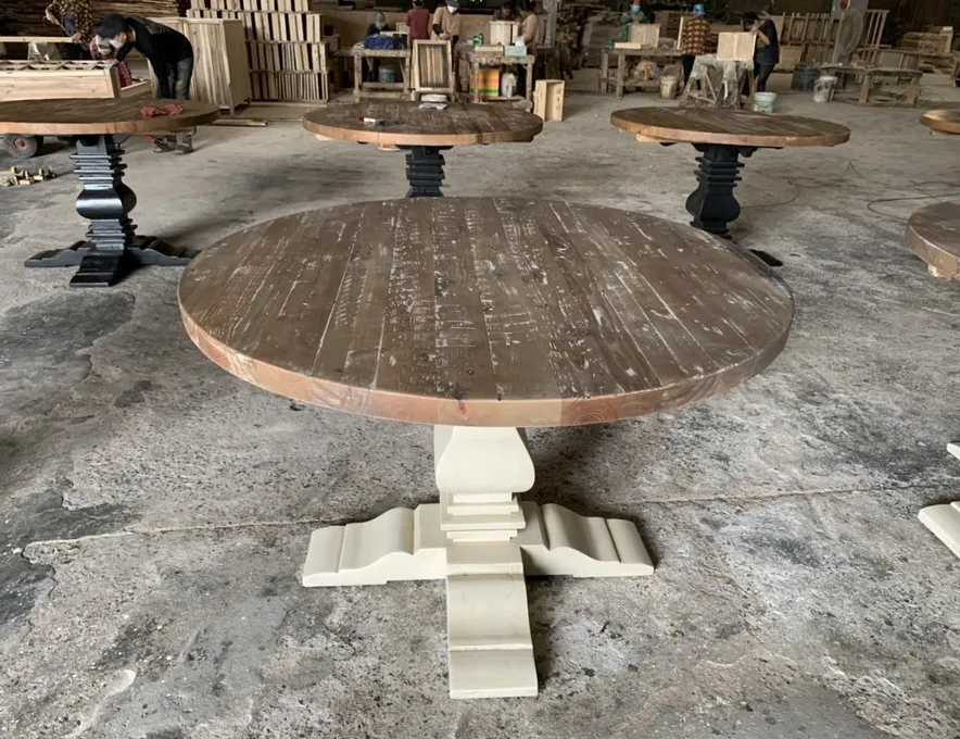 Vietnam Antique Recycle Wood Round Dining Table Sk470 Buy Dining
