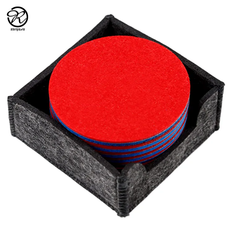 Dark Grey 5mm Thickness Round Coasters Table Coasters 10 Pieces Felt Drink Coaster Set With