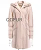 Qdfur Real Water Mane Or Lazy Rabbit Fur Ladies Coat With Internal Pumping Winter Women Clothing QD22236