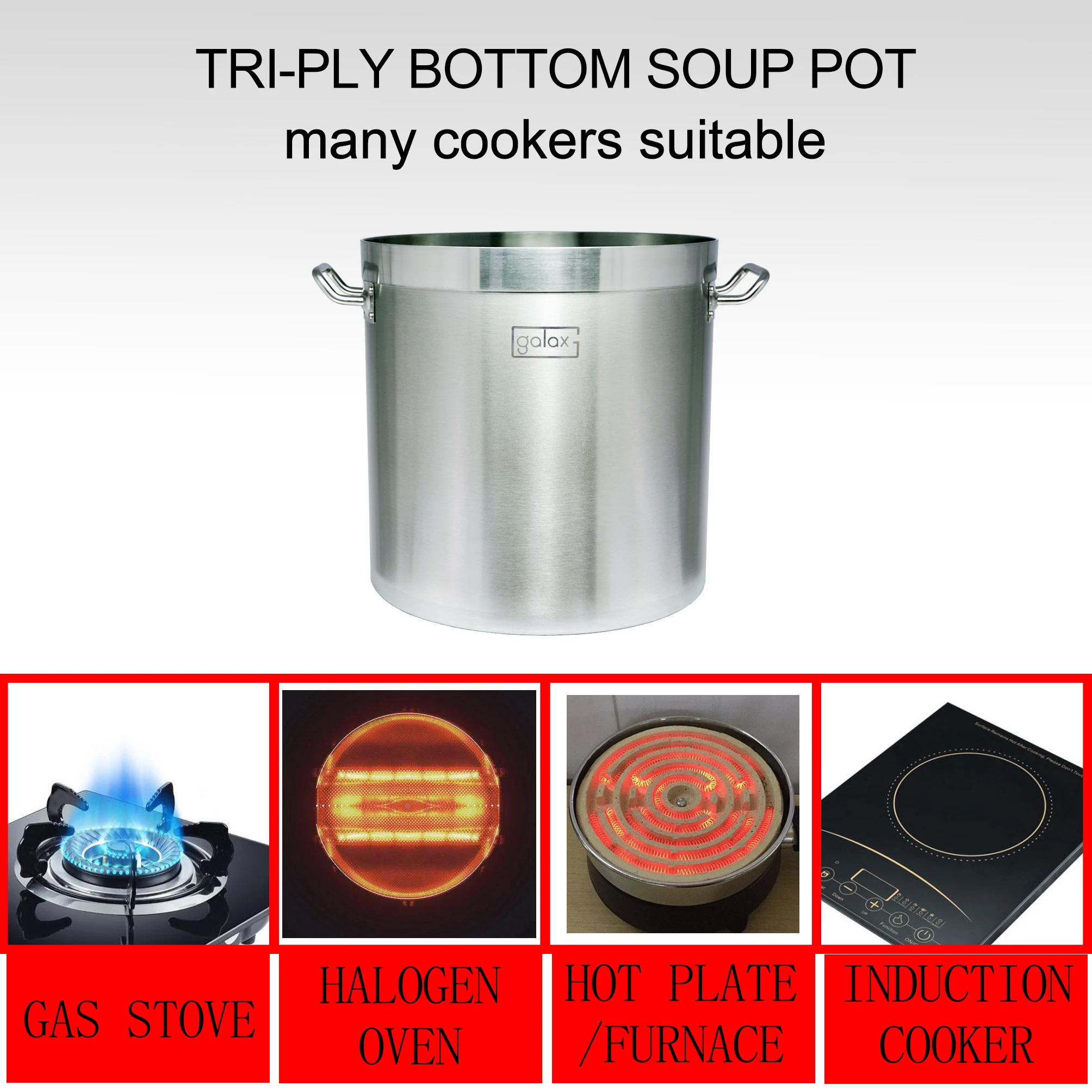 200l High Quality Stockpot Luxury Stainless Steel Soup Pot For
