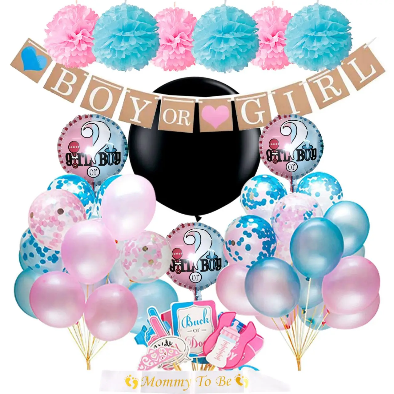 Amazon 1st Baby Gender Reveal Party Supplies He Or She Boy Or Girl Gender Reveal Decorations