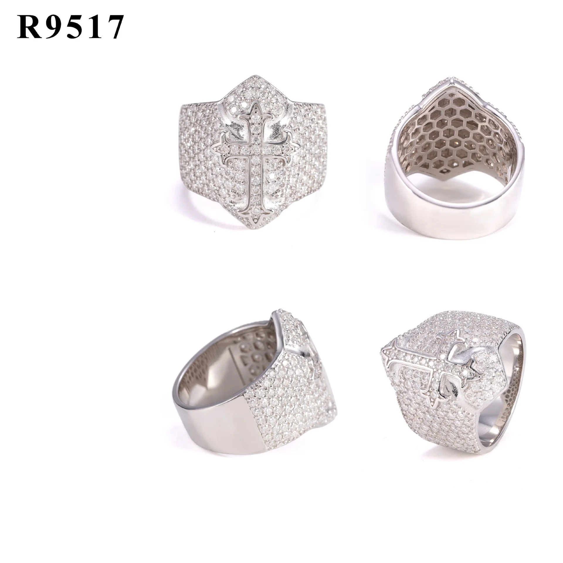 Men's Hip Hop 925 Silver Cross Ring New Personality Alien Design Manufactured by Finger High Quality Moissanite Rings