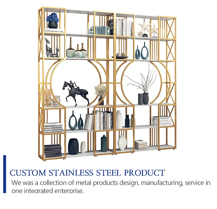 Stainless Steel Decorative Screen metal Furniture Room Display Rack Living Room Corner Artwork Display Rack Shelf