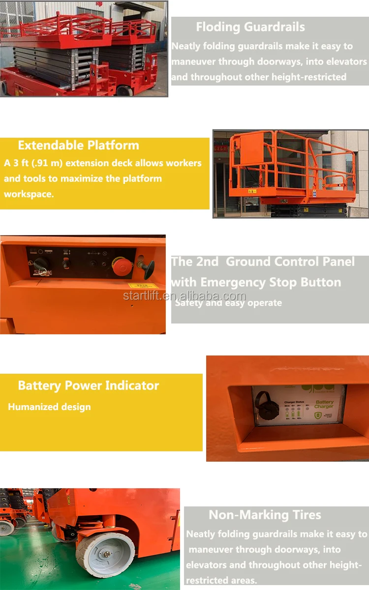 aerial work platform lift table scissor lift mini auto crawler trolley small hydraulic self propelled electric scissor lift