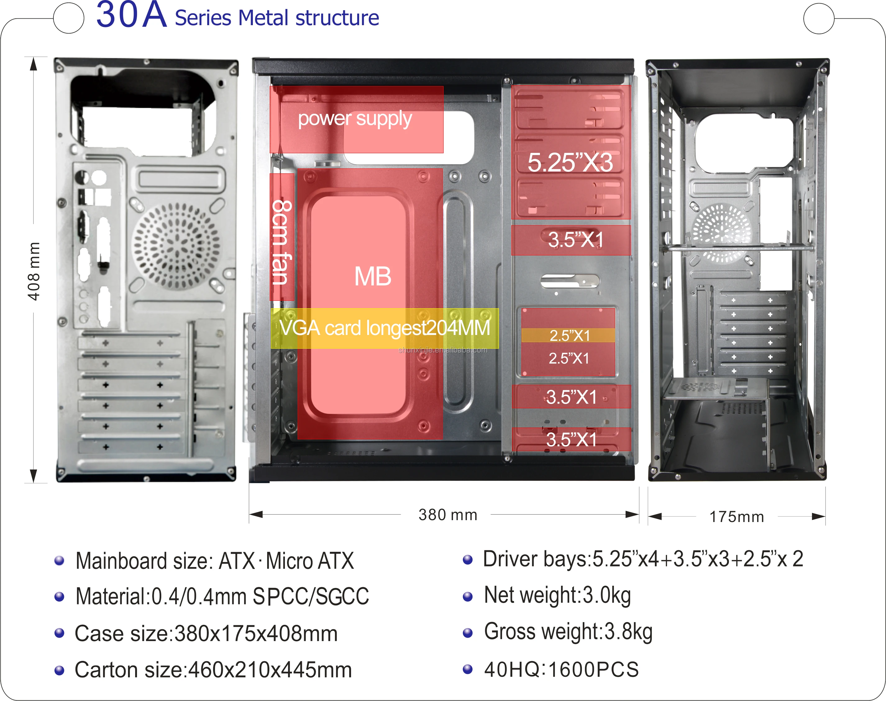 Atx Computer Case Full Tower Case Good Quality Cpu Computer