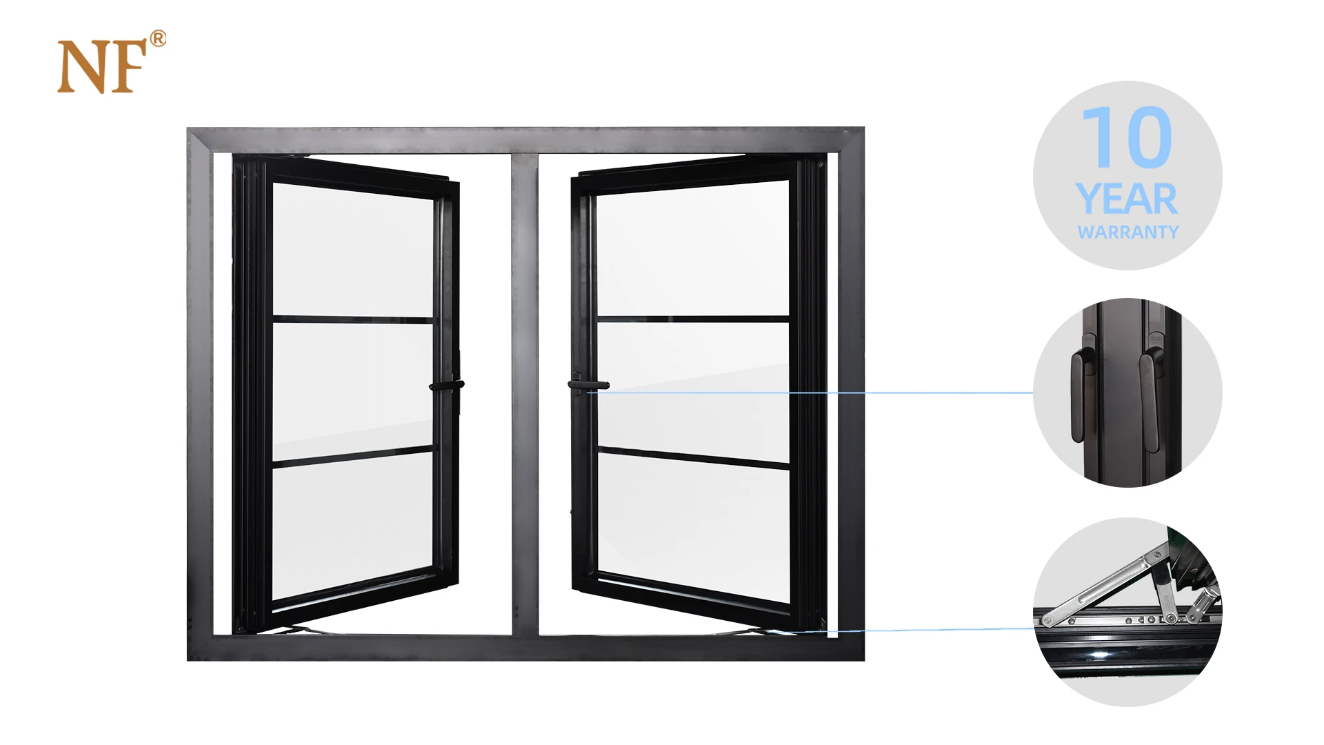European Style Aluminium Tilt Turn Window For Hurricane Case Bay Window