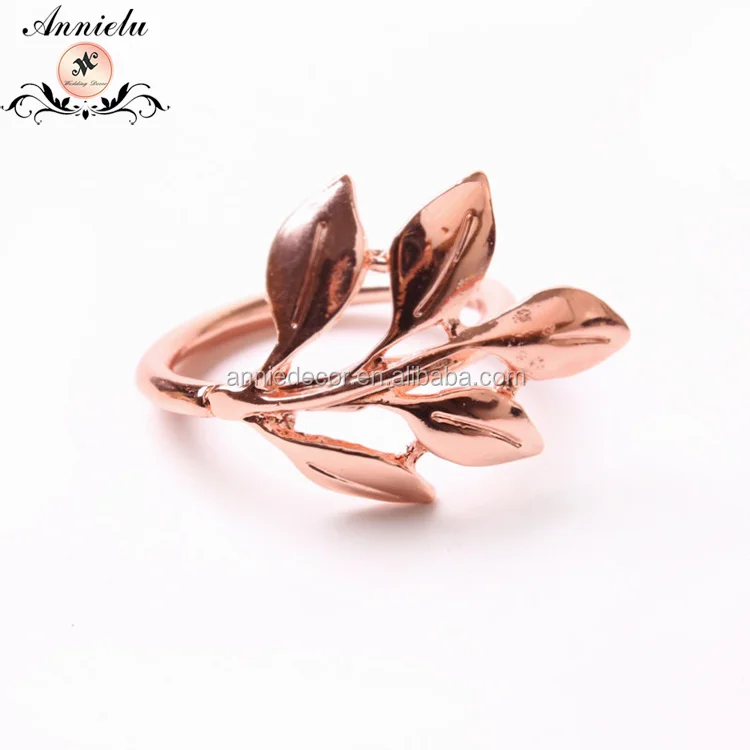 Cheap Rose Gold Wedding Centerpieces Leaf Napkin Rings Metal Stainless Steel Maple Leaf Napkin Ring For Table Decorations
