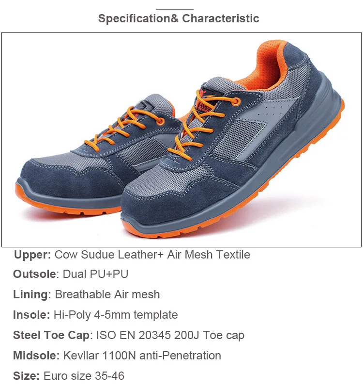 Orange Lightweight Breathable Industries Construction Work Shoes Buy
