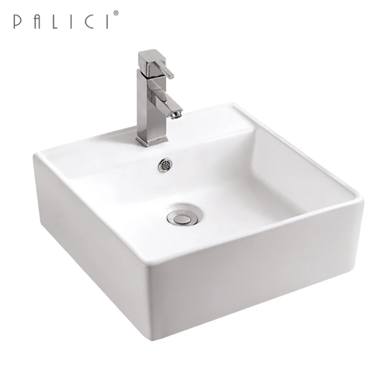 Ceramic Mini Wash Basin Square With Single Faucet Hole Bathroom Ceramic Mini Wash Basin Square With
