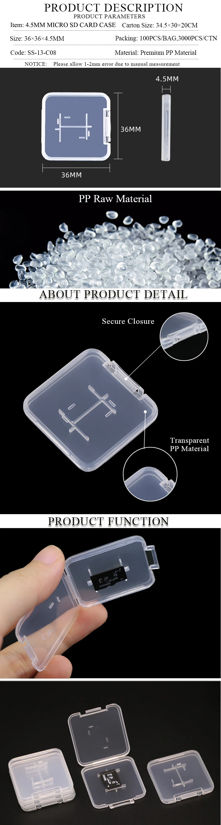 OEM Storage TF CF Card Box 8GB 16GB 64GB Hard Plastic Memory Card Packaging MicroSD Memory Card Case - ANKUX.COM