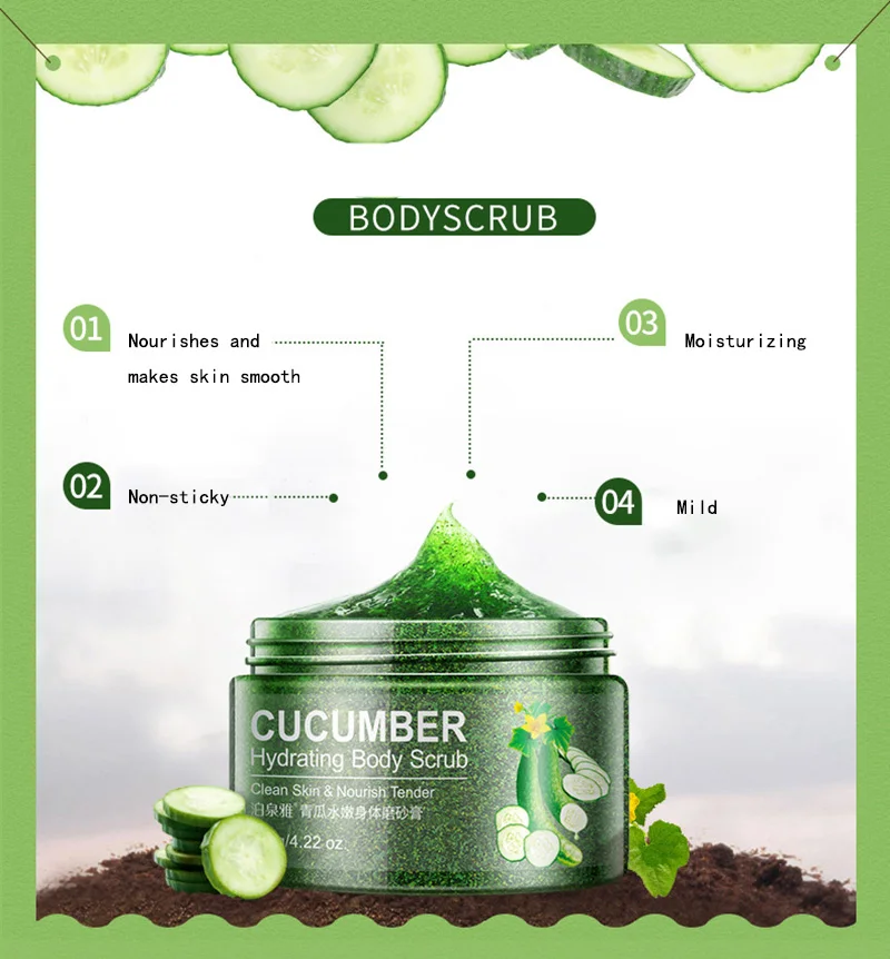 Wholesale In Stock 100% Natural Cucumber Body Scrub Powerful ...