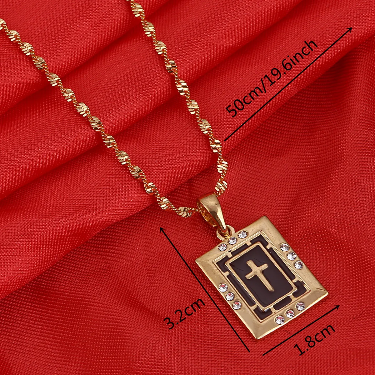 Eternal Orthodox Russia Greek Cross Ukraine Gold Plated Necklace Chain Pendant 