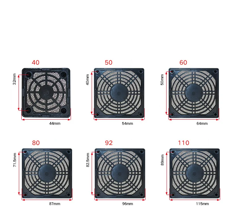 120x120 Plastic Fan Cover With Filter 12cm Dustproof Fan Guard Black