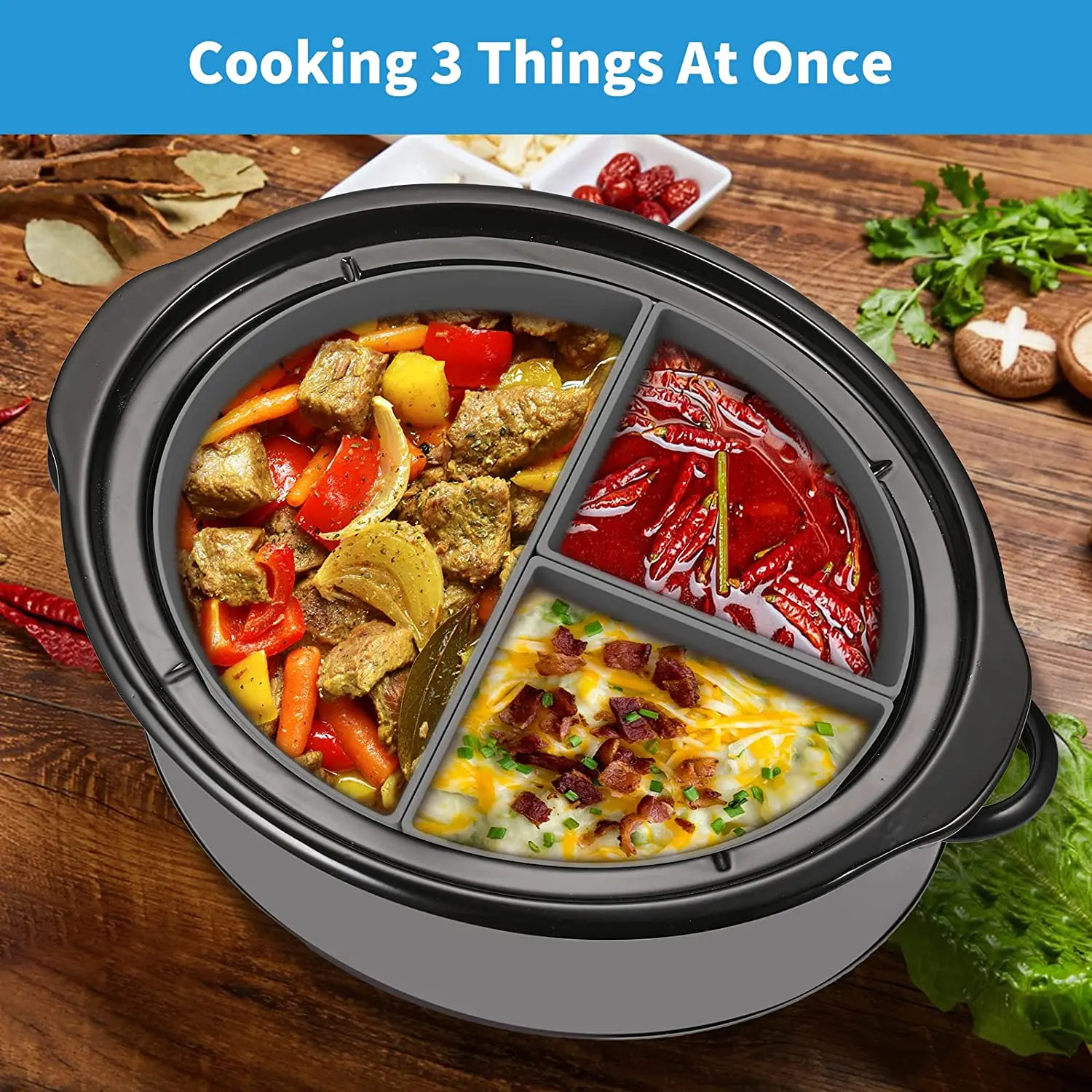 Slow Cooker Divider Liner Fit 6 Qt Crockpot,Reusable & Leakproof