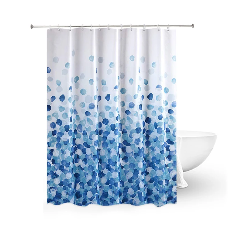 pretty blue bubble waterproof polyester shower bathroom curtains