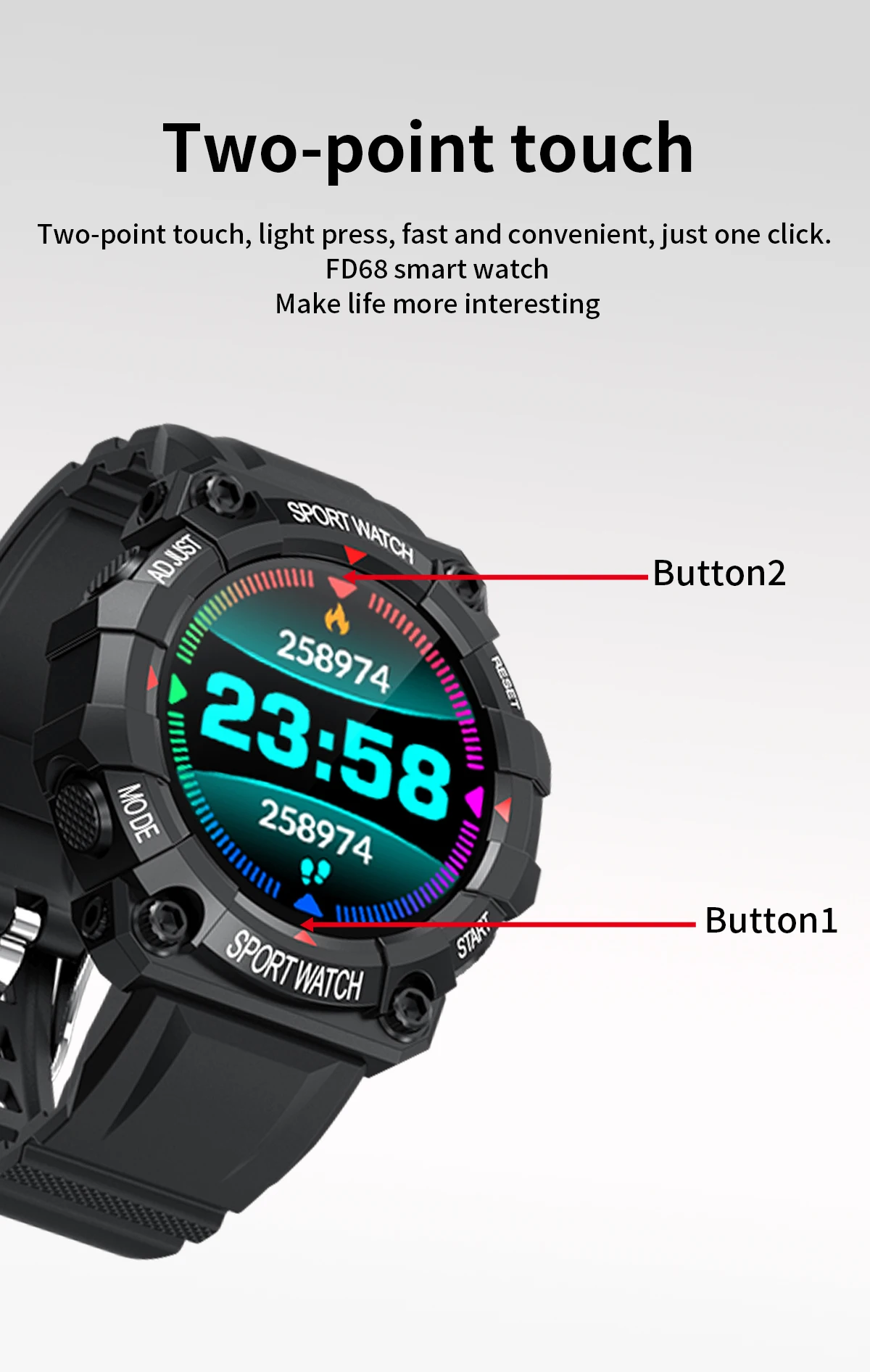 Reloj Inteligente Fd68 Smartwatch Diseño Tipo Uso Rudo