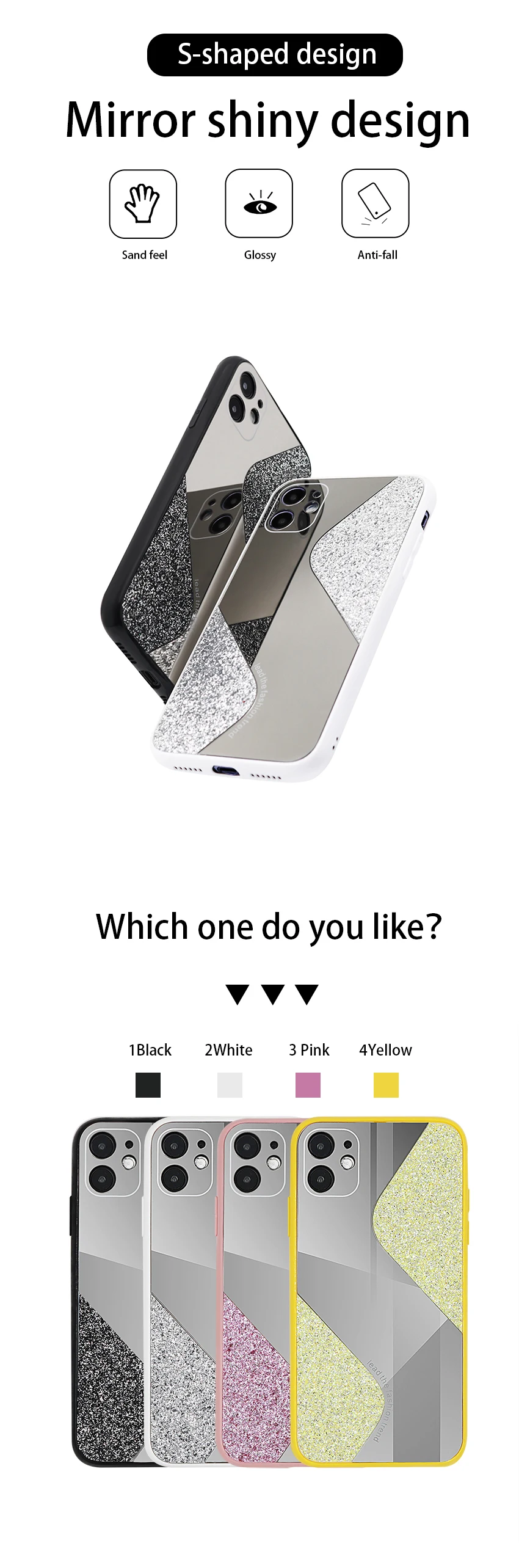 Luxury glittering powder water drill makeup mirror phone case for iphone 12 pro