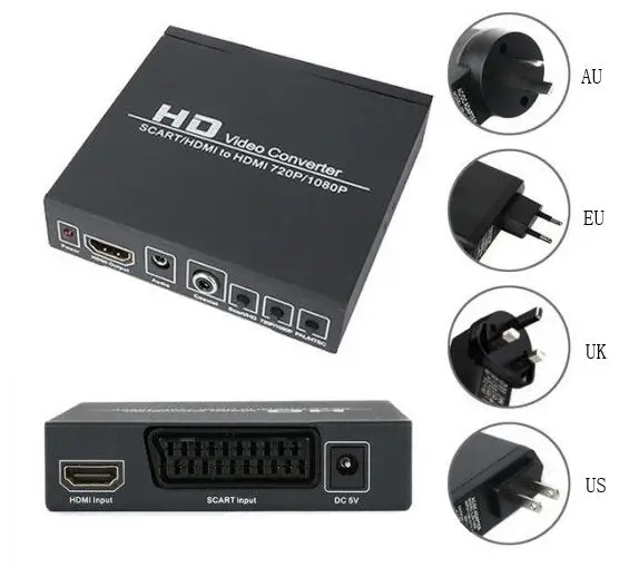 Full Hd 1080p Scart Hdmi To Hdmi Converter Adapter Video Audio